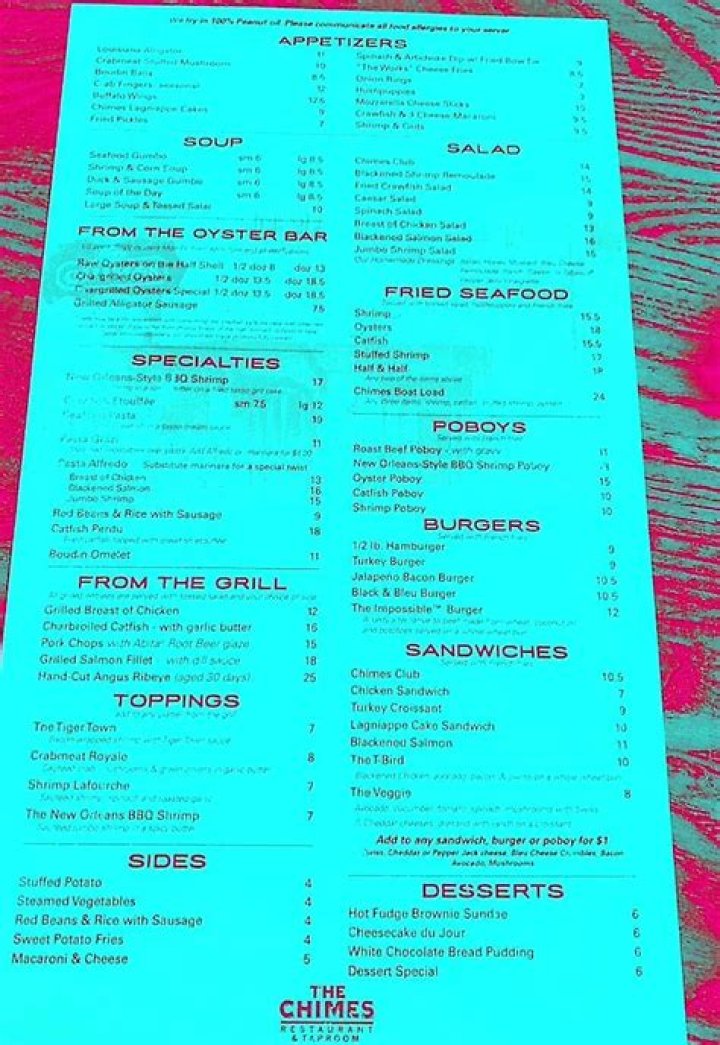Chimes Restaurant Baton Rouge Menu: A Culinary Experience in the Heart of Louisiana
