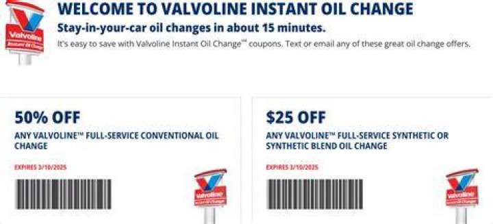Valvoline Oil Change Coupons & Deals: Up to 50% OFF! - April 2025